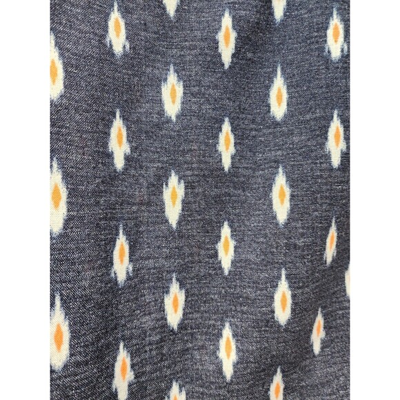J.Crew Womans XL Blue Denim Blouse Ikat Linen Tribal Boxy Southwestern Aztec - Picture 5 of 12